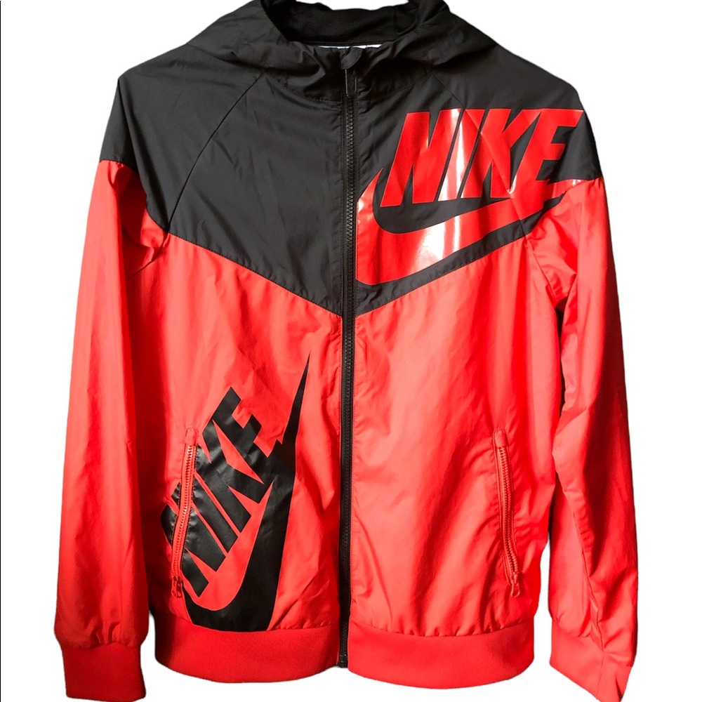 Boys size large Red and Black Nike wind runner jacket
